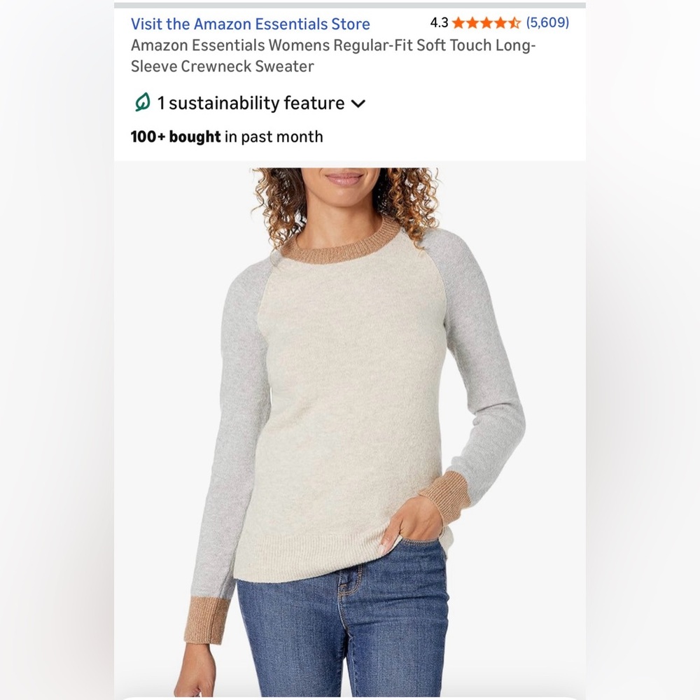 Amazon Essentials Cream and Tan Sweater